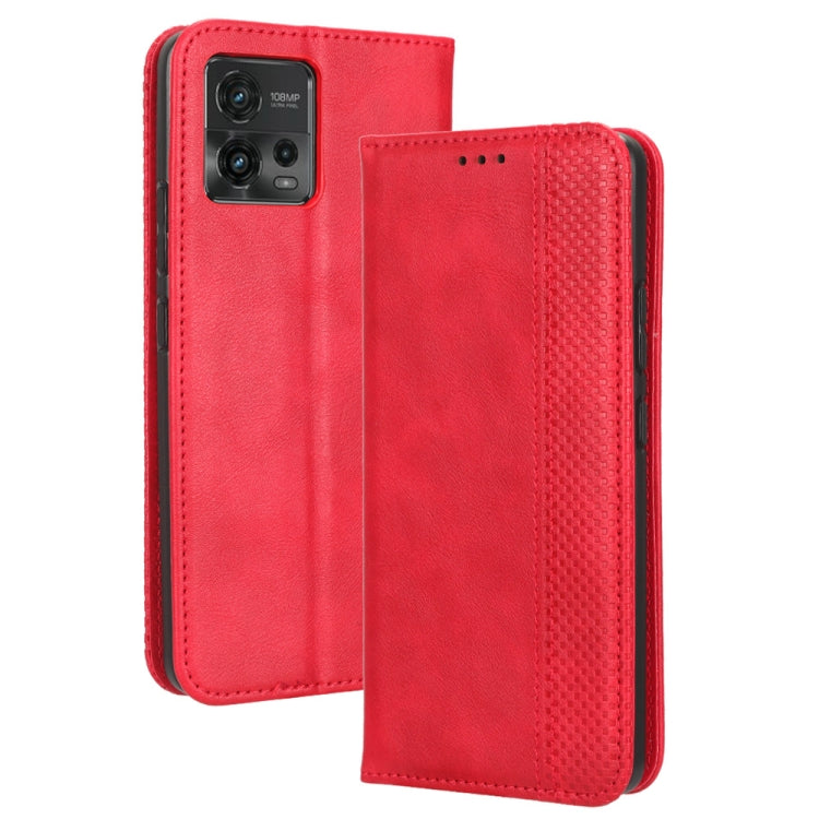 For Motorola Moto G72 4G Magnetic Buckle Retro Texture Leather Phone Case