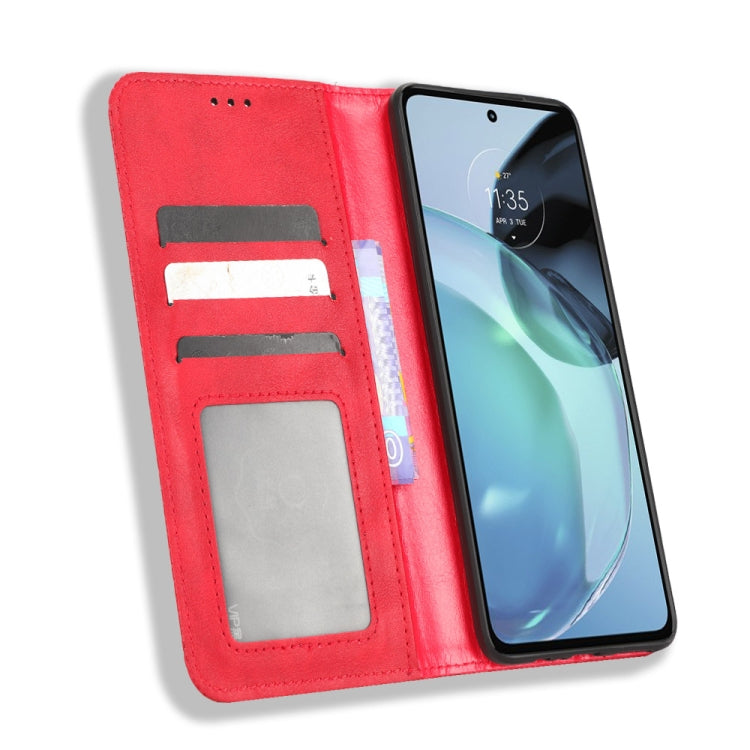 For Motorola Moto G72 4G Magnetic Buckle Retro Texture Leather Phone Case