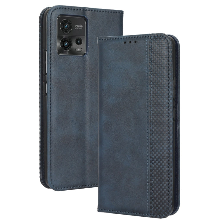 For Motorola Moto G72 4G Magnetic Buckle Retro Texture Leather Phone Case