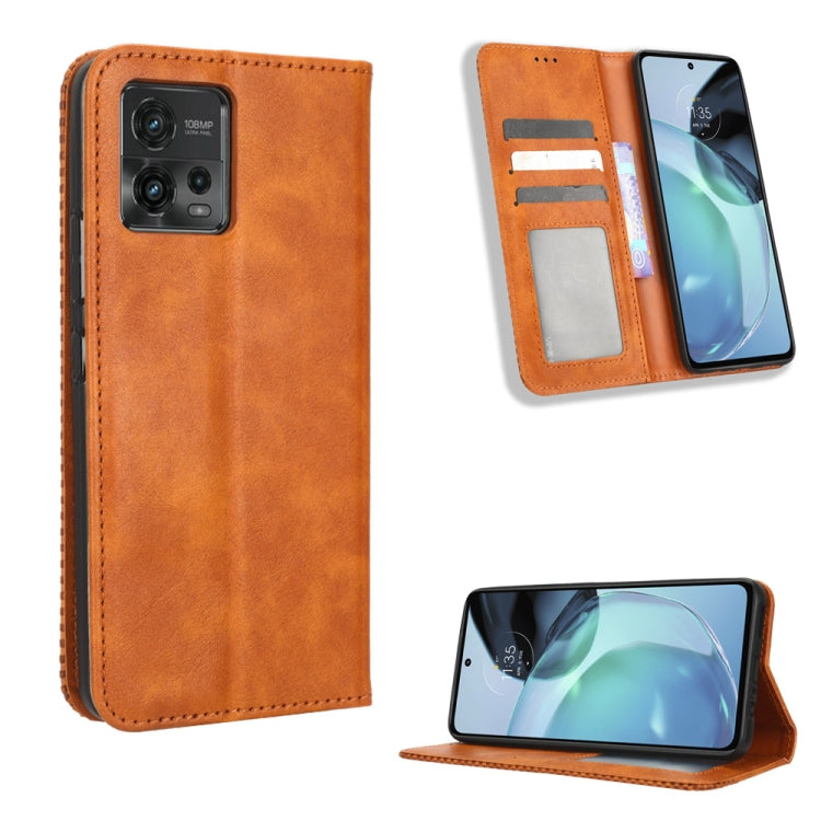 For Motorola Moto G72 4G Magnetic Buckle Retro Texture Leather Phone Case