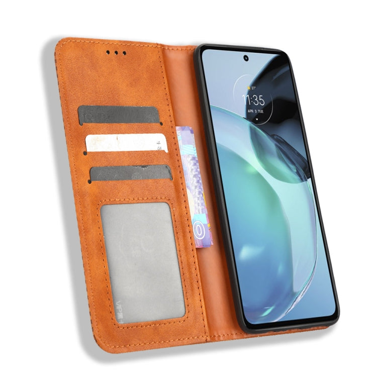 For Motorola Moto G72 4G Magnetic Buckle Retro Texture Leather Phone Case