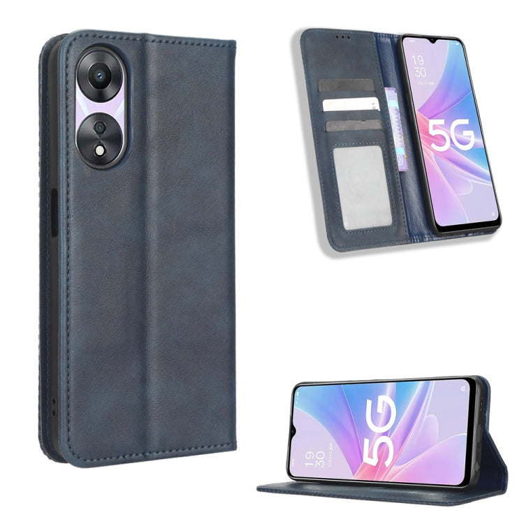For OPPO A58 5G Magnetic Buckle Retro Texture Leather Phone Case