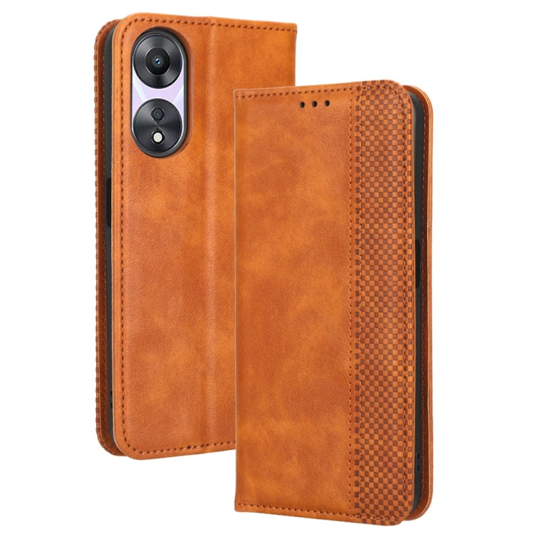 For OPPO A58 5G Magnetic Buckle Retro Texture Leather Phone Case