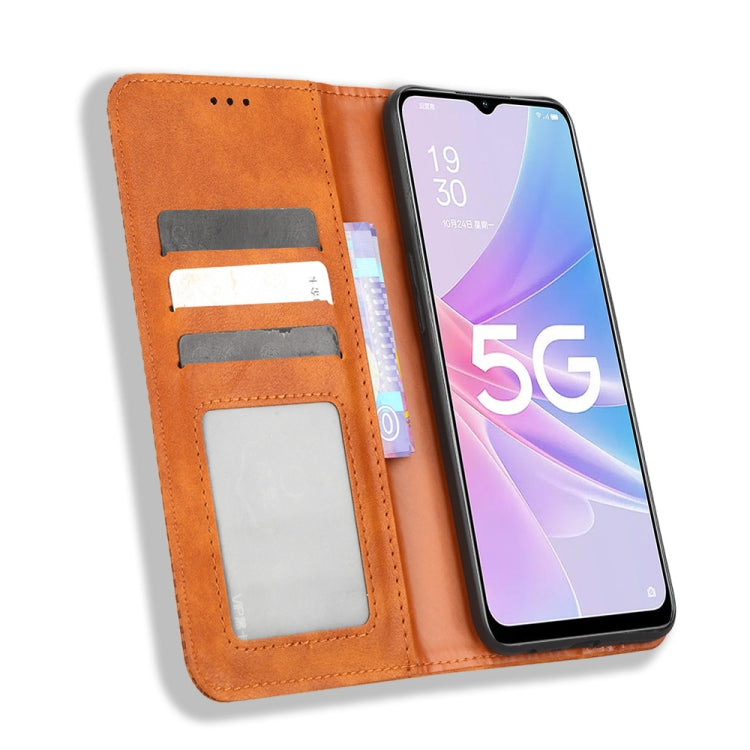 For OPPO A58 5G Magnetic Buckle Retro Texture Leather Phone Case