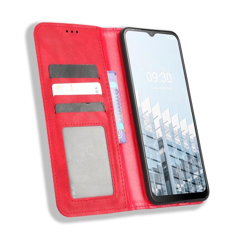 For Tecno Pop 6 Pro BE8 Magnetic Buckle Retro Texture Leather Phone Case