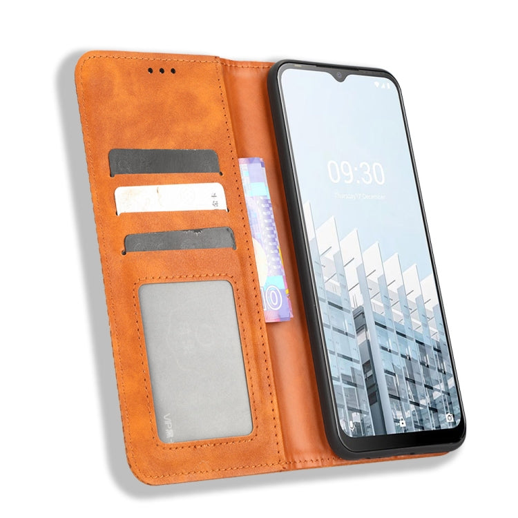 For Tecno Pop 6 Pro BE8 Magnetic Buckle Retro Texture Leather Phone Case