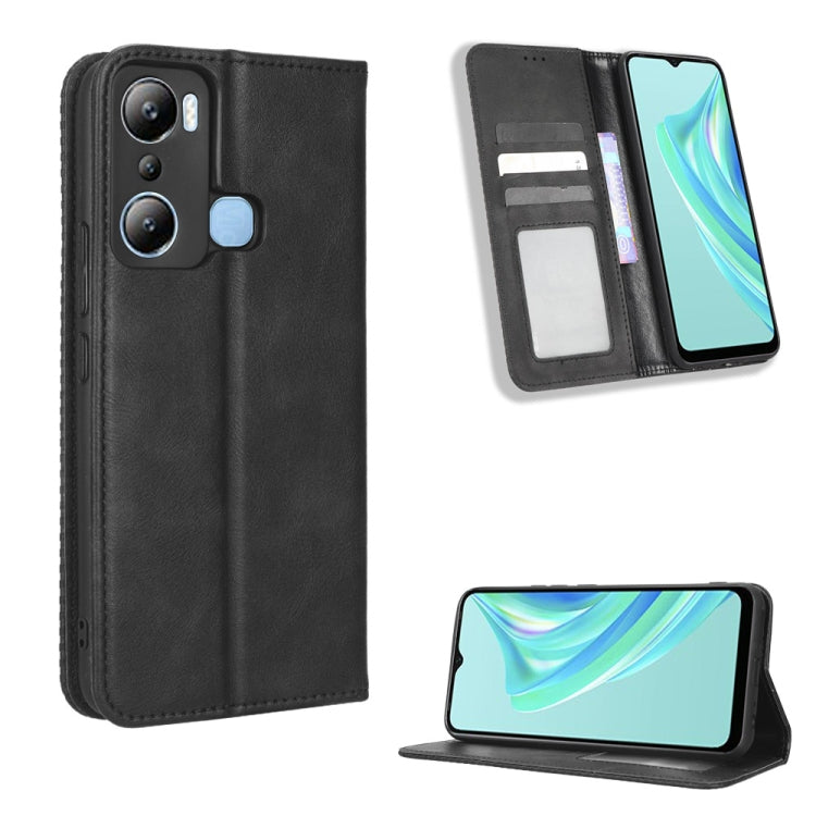 For Infinix Hot 20i Magnetic Buckle Retro Texture Leather Phone Case