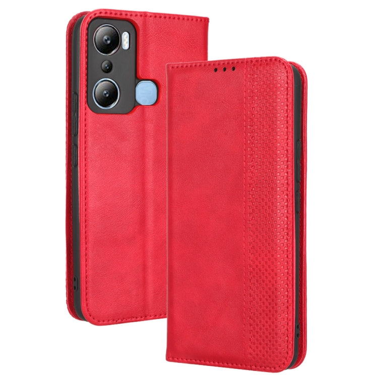 For Infinix Hot 20i Magnetic Buckle Retro Texture Leather Phone Case