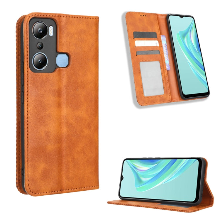 For Infinix Hot 20i Magnetic Buckle Retro Texture Leather Phone Case
