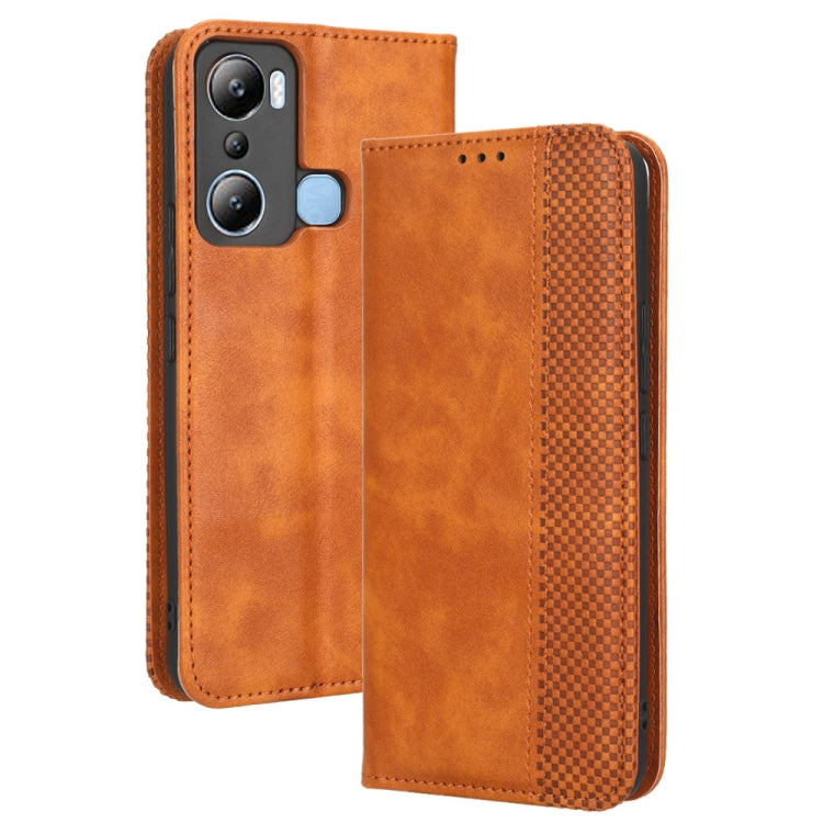 For Infinix Hot 20i Magnetic Buckle Retro Texture Leather Phone Case