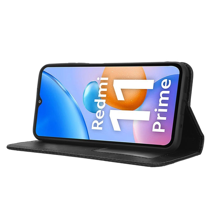 For Xiaomi Redmi 11 Prime 4G Magnetic Buckle Retro Texture Leather Phone Case