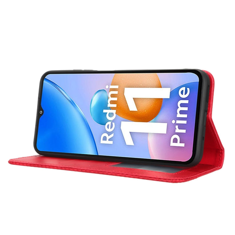 For Xiaomi Redmi 11 Prime 4G Magnetic Buckle Retro Texture Leather Phone Case