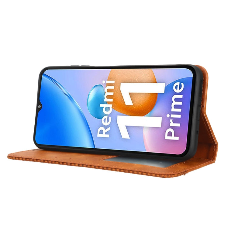 For Xiaomi Redmi 11 Prime 4G Magnetic Buckle Retro Texture Leather Phone Case