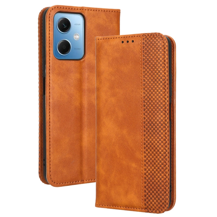 For Xiaomi Redmi Note 12 5G Magnetic Buckle Retro Texture Leather Phone Case