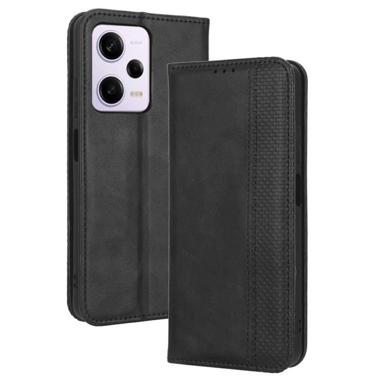 For Xiaomi Redmi Note 12 Pro 5G Magnetic Buckle Retro Texture Leather Phone Case