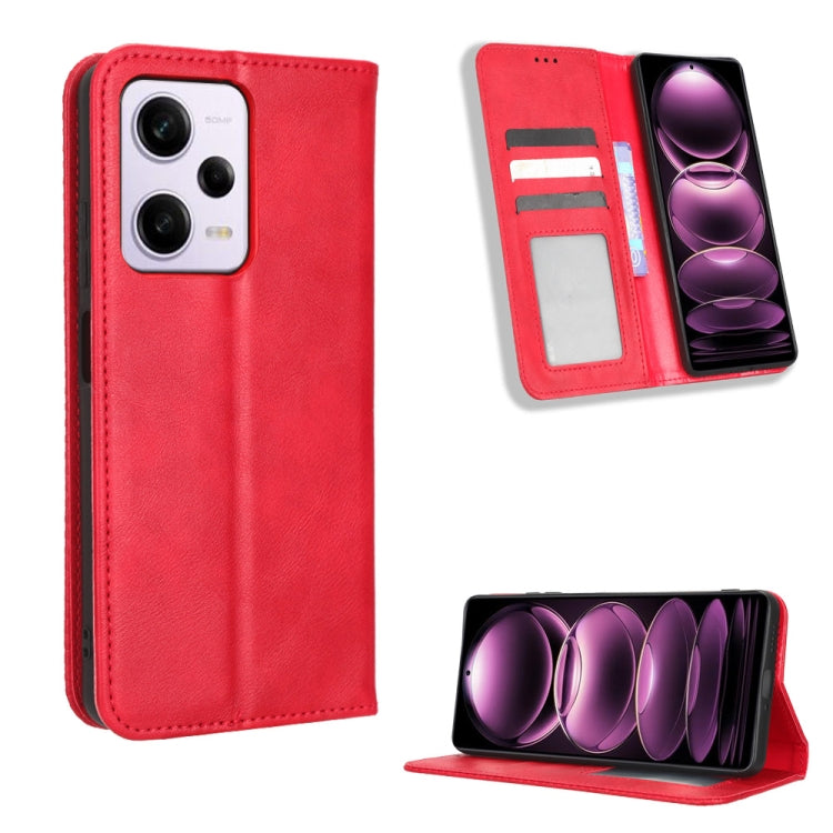 For Xiaomi Redmi Note 12 Pro 5G Magnetic Buckle Retro Texture Leather Phone Case