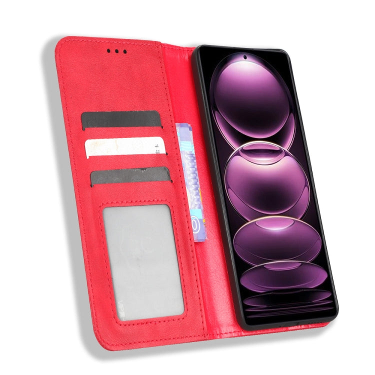 For Xiaomi Redmi Note 12 Pro 5G Magnetic Buckle Retro Texture Leather Phone Case