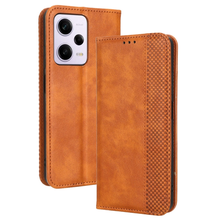 For Xiaomi Redmi Note 12 Pro 5G Magnetic Buckle Retro Texture Leather Phone Case