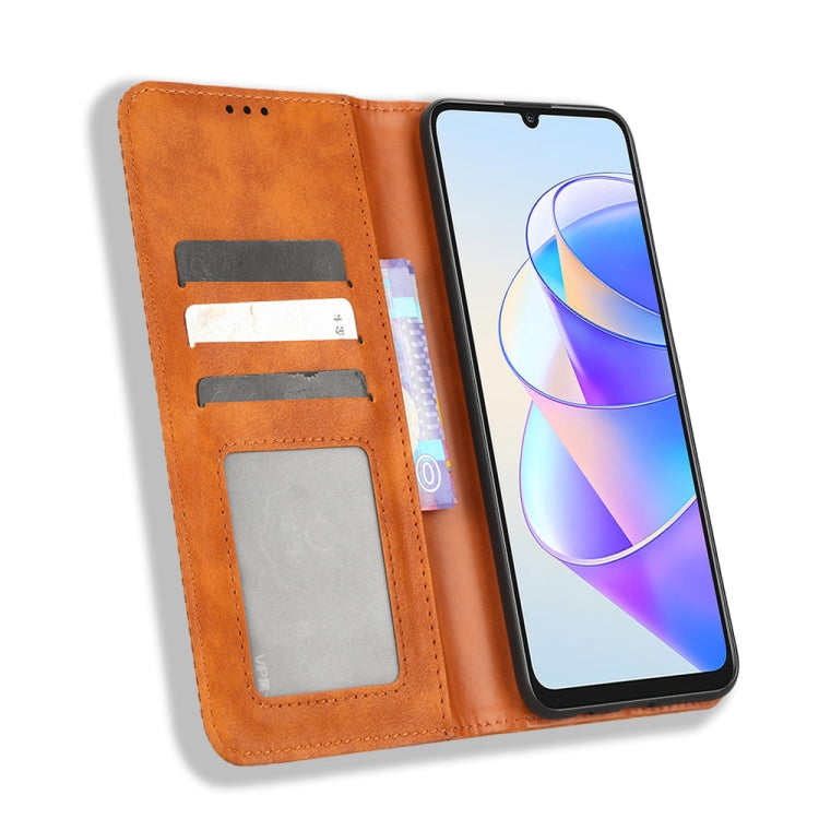 For Honor Play 40 Plus Magnetic Buckle Retro Texture Leather Phone Case