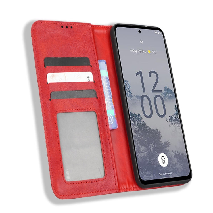 For Nokia X30 5G Magnetic Buckle Retro Texture Leather Phone Case