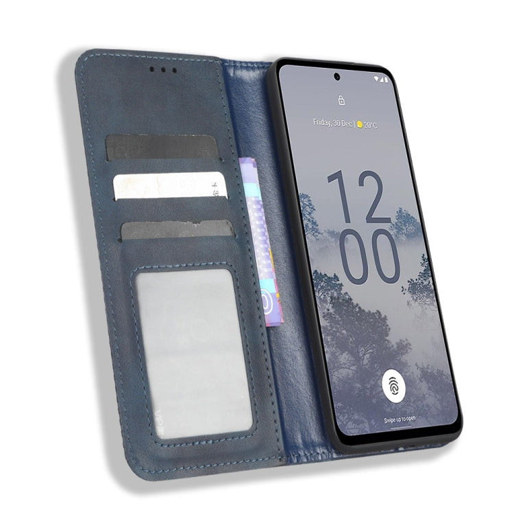 For Nokia X30 5G Magnetic Buckle Retro Texture Leather Phone Case