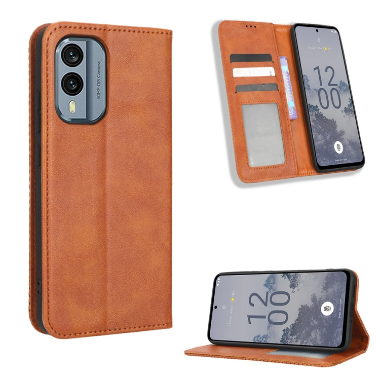 For Nokia X30 5G Magnetic Buckle Retro Texture Leather Phone Case