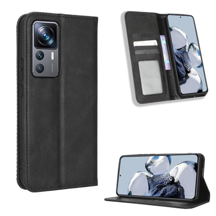 For Xiaomi 12T Pro Magnetic Buckle Retro Texture Leather Phone Case