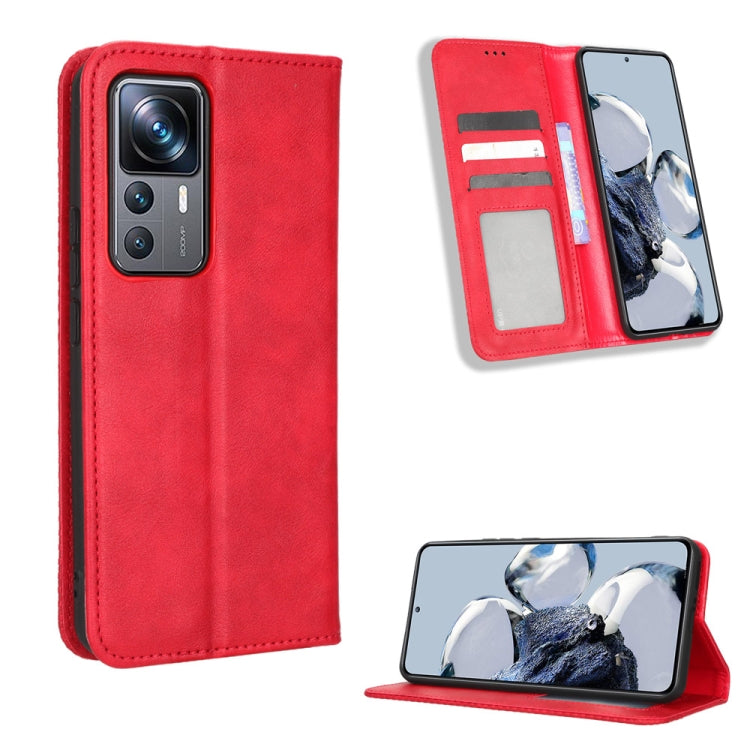 For Xiaomi 12T Pro Magnetic Buckle Retro Texture Leather Phone Case