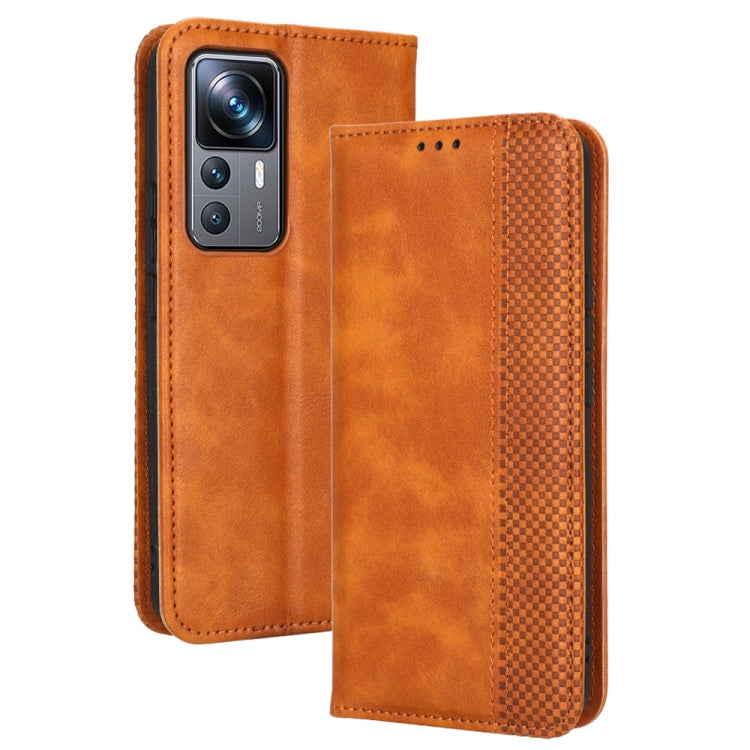 For Xiaomi 12T Pro Magnetic Buckle Retro Texture Leather Phone Case