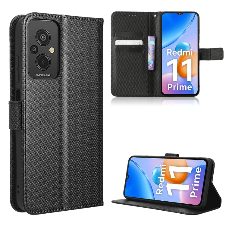 For Xiaomi Redmi 11 Prime 4G Diamond Texture Leather Phone Case