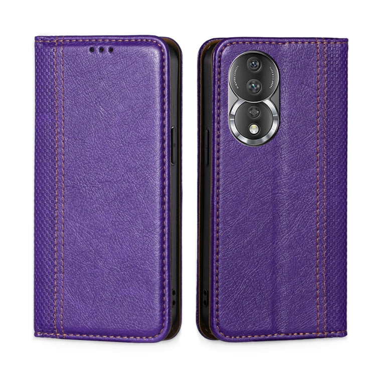 For Honor 80 Grid Texture Magnetic Flip Leather Phone Case