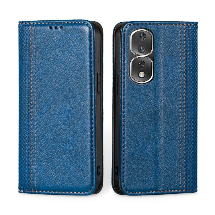 For Honor 80 Pro Grid Texture Magnetic Flip Leather Phone Case