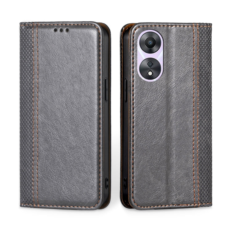 For OPPO A58 5G Grid Texture Magnetic Flip Leather Phone Case
