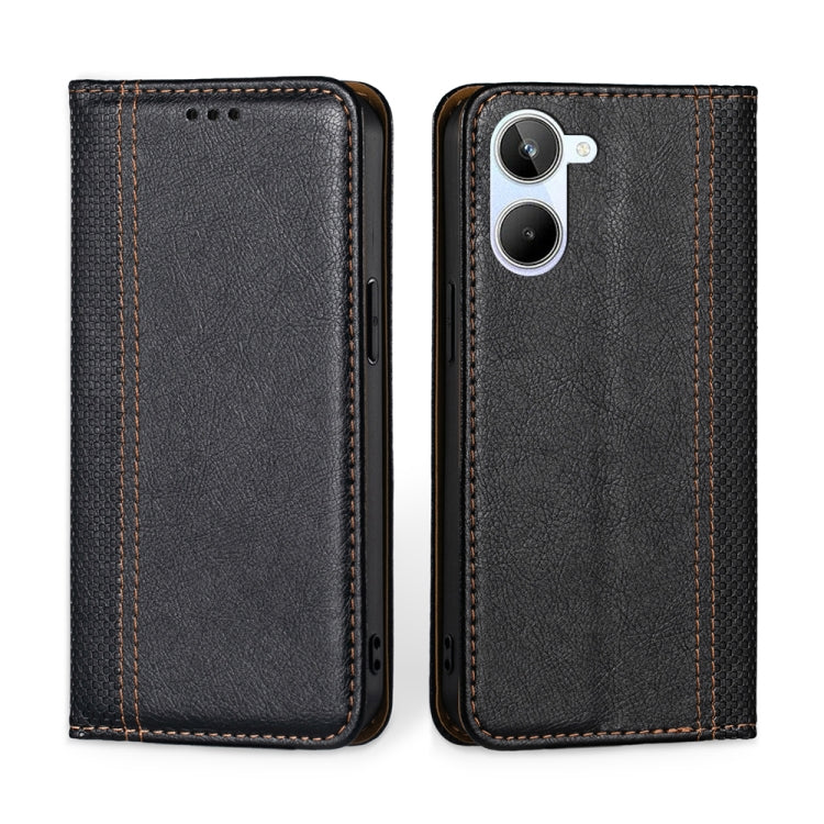 For Realme 10 4G Grid Texture Magnetic Flip Leather Phone Case