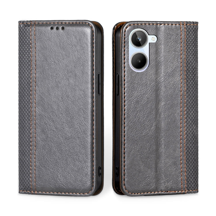 For Realme 10 4G Grid Texture Magnetic Flip Leather Phone Case