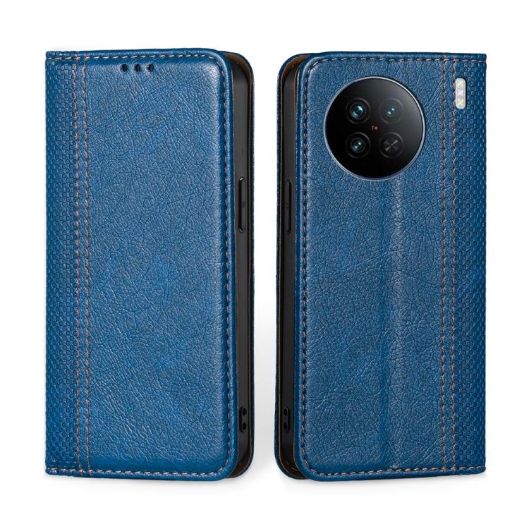 For vivo X90 Grid Texture Magnetic Flip Leather Phone Case