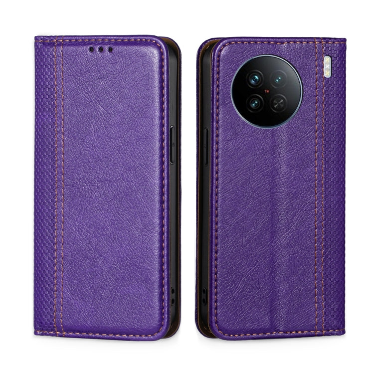 For vivo X90 Grid Texture Magnetic Flip Leather Phone Case