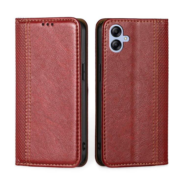For Samsung Galaxy A04e 4G Grid Texture Magnetic Flip Leather Phone Case