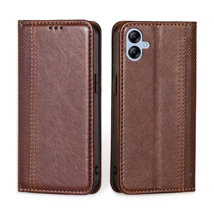 For Samsung Galaxy A04e 4G Grid Texture Magnetic Flip Leather Phone Case