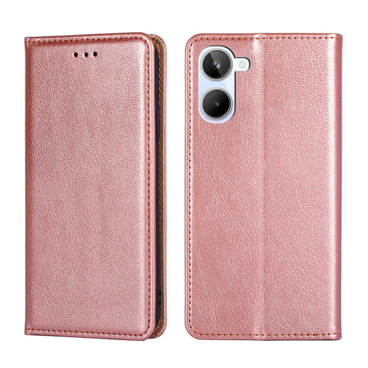 For Realme 10 4G Gloss Oil Solid Color Magnetic Leather Phone Case