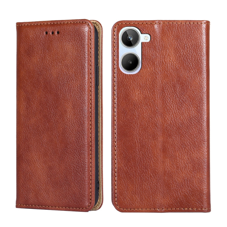 For Realme 10 4G Gloss Oil Solid Color Magnetic Leather Phone Case