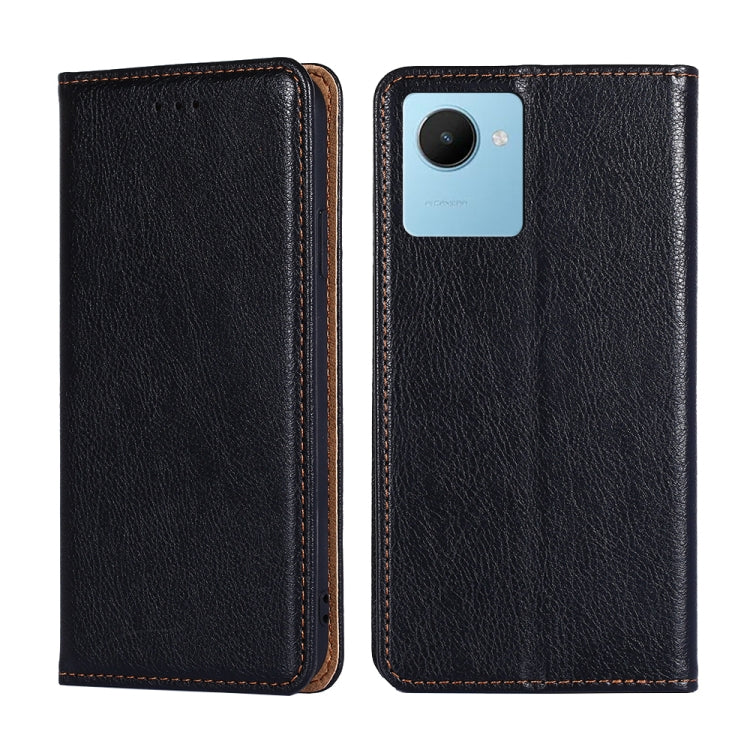 For Realme C30s Gloss Oil Solid Color Magnetic Leather Phone Case