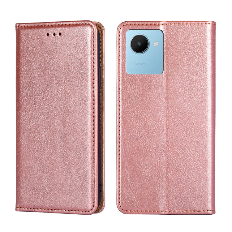 For Realme C30s Gloss Oil Solid Color Magnetic Leather Phone Case