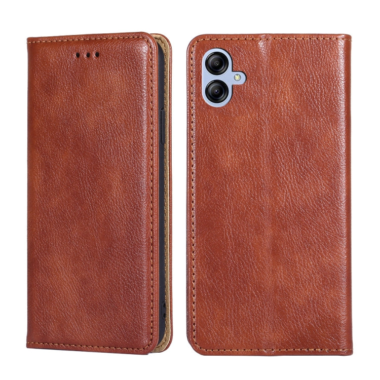 For Samsung Galaxy A04e 4G Gloss Oil Solid Color Magnetic Leather Phone Case