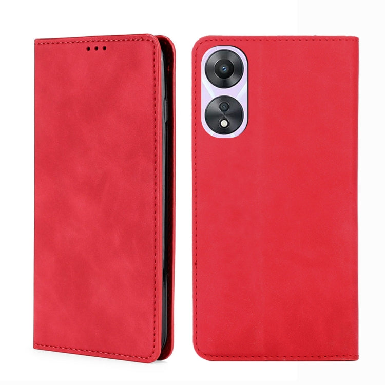 For OPPO A58 5G Skin Feel Magnetic Horizontal Flip Leather Phone Case