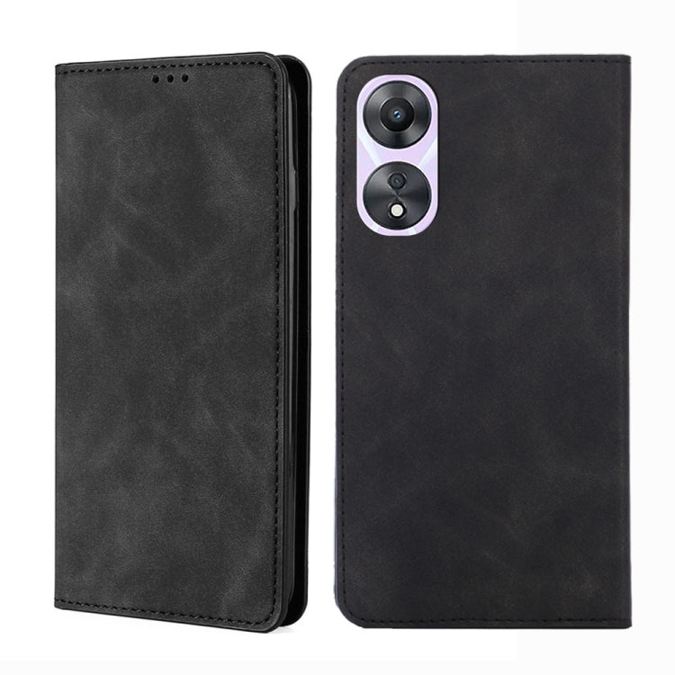 For OPPO A58 5G Skin Feel Magnetic Horizontal Flip Leather Phone Case