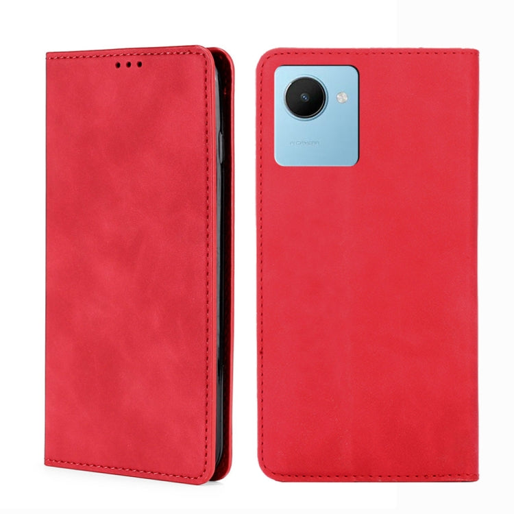 For Realme C30s Skin Feel Magnetic Horizontal Flip Leather Phone Case
