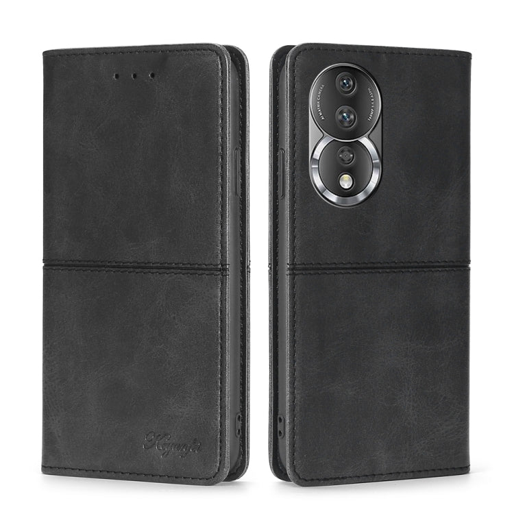 For Honor 80 Cow Texture Magnetic Horizontal Flip Leather Phone Case