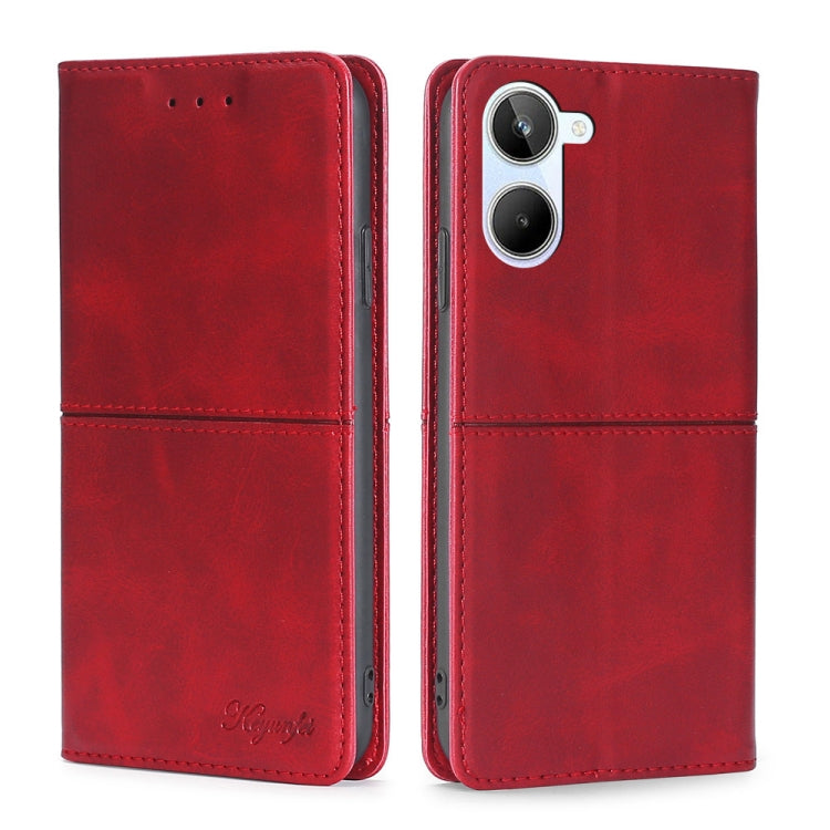 For Realme 10 4G Cow Texture Magnetic Horizontal Flip Leather Phone Case