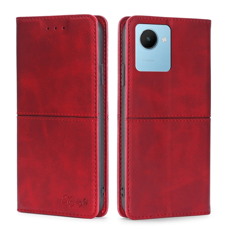 For Realme C30s Cow Texture Magnetic Horizontal Flip Leather Phone Case